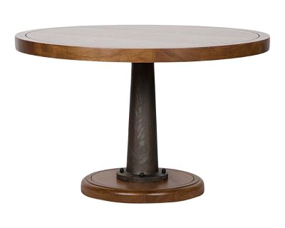 Yacht Walnut Dining Table with Cast Pedestal, 48"