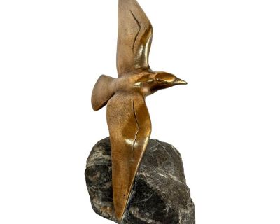 20th Century French Charles Reussner Bronze Seagull Sculpture