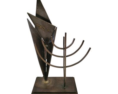 60s/70s Brutalist Welded Menorah Table Lamp