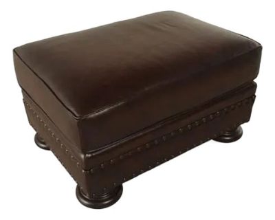 Bernhardt Leather Nailhead Ottoman