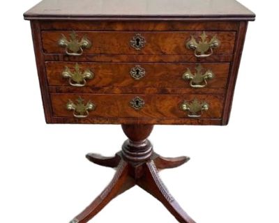 Antique American Ducan Phyfe Style Mahogany Work Side Table