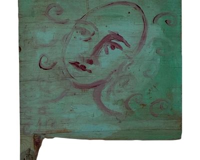 Mid 20th Century Signed Vintage Painting of Woman Face on Wood, Dreamy
