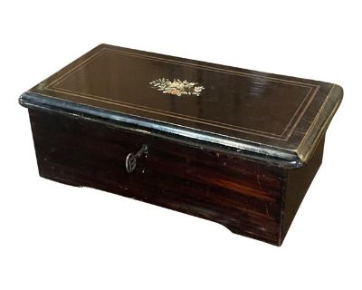 Early 20th Century French Mahogany and Painted Six-Song Cylinder Music Box