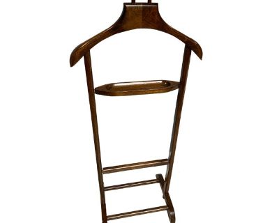 Mid 20th Century Mid-Century Modern Bedroom Valet Stand With Ceramic-Tipped Hooks