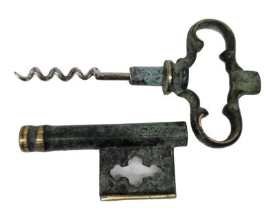 Vintage Skeleton Key Corkscrew Hidden Barware