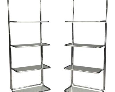 American Mid-Century Modern, Chrome, Glass, Etageres, United States, 1970s