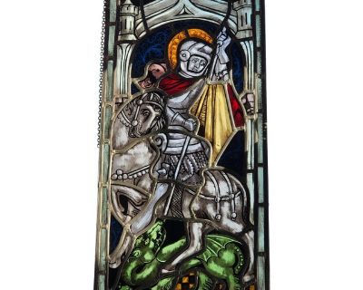 Saint George Slaying the Dragon Stained Glass Panel