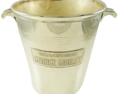 1950s Mid-Century French Silver Metal Champagne Bucket Wine Cooler by George Goulet