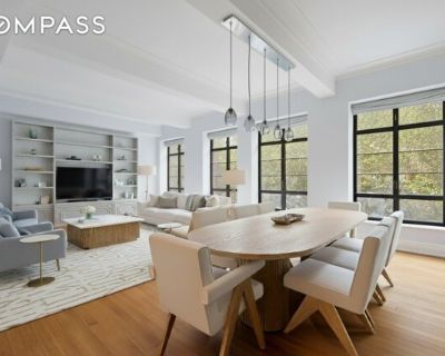 140 W 12th St Apt 302. Available November 15, this 3, 088-square-foot, four-bedroom, four-and-a-half-bath residence at the highly sought-after Greenwich Lane Condominiums blends classic Greenwich Village character with modern luxury and thoughtful design. At the heart of the home is a spacious south-facing great room with 10-foot beamed ceilings, large casement windows, and tranquil views over ...