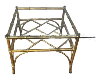 Vintage Gold Gilt Bamboo Style Metal Coffee Table