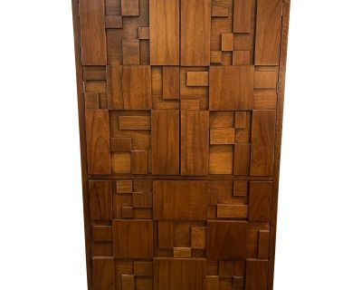 1970s Lane Staccato Mid-Century Walnut Armoire Gentleman’s Chest