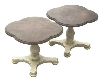 Bring timeless charm and craftsmanship to your home with this pair of vintage Drexel Heritage French Country end tables, featuring elegant quatrefoil-shaped tops and classic pedestal bases. Beautifully constructed from solid wood, these tables showcase warm, hand-rubbed finishes and graceful curves that embody Drexel s signature quality. Perfect as end tables, lamp stands, or accent pieces, the...