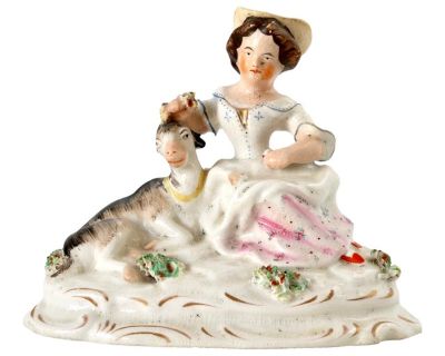 Antique Staffordshire Girl W/Goat, Circa 1850