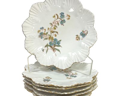 Antique 'Carlsbad Austria' Porcelain Scalloped Edge Dessert Plates- Set of 6