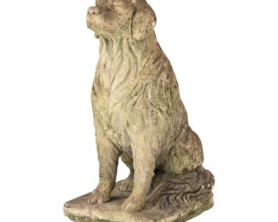 Lifesized Golden Retriever Dog Garden Ornament Stone, English Mid 20th C.