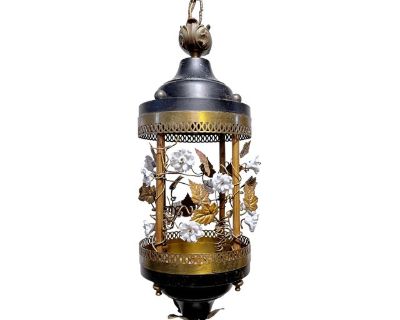 1960's Brass and Black Enamel Lantern