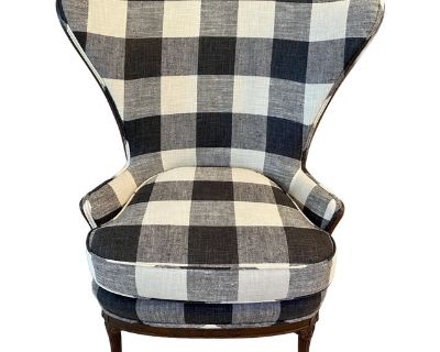 1940s Wing Back Wood Trimmed Chair