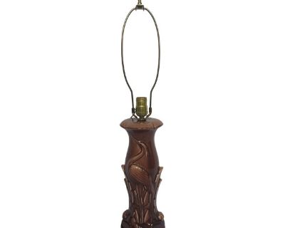 1950s Mid Century Crane/Heron Chinoiserie Maroon Glaze Ceramic Table Lamp