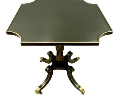 1990's Ej Victor Furniture Newport Historic Collection Ebonized Side Table