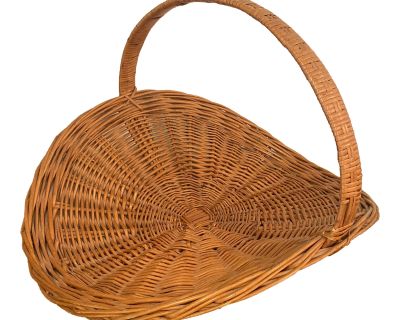 Vintage Rattan Gathering Basket With Handle
