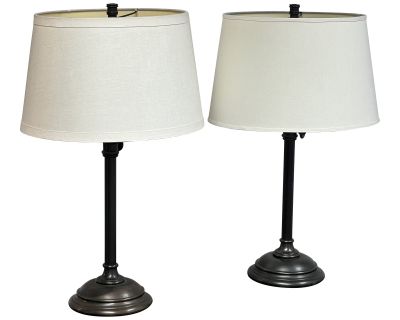 Pottery Barn Antique Pewter Table Lamps