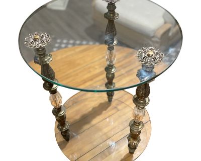 1970s Hollywood Regency Glass End Table