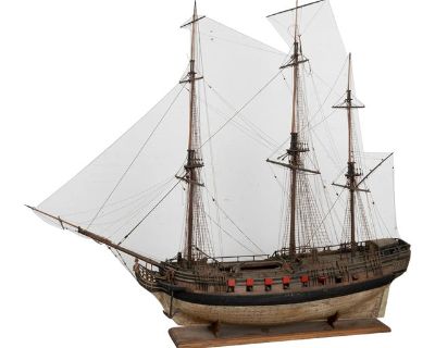 Large Ship Model of La Sirene With Cannons and Mermaid Masthead, France Circa 1880