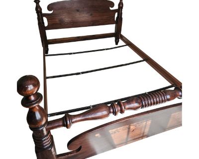 Ethan Allen Solid wood Queen bed frame. Still solid and in good condition.. Dimensions 66 W 90 L 46 H Styles American Bed Size Queen Brand Ethan Allen Period 1970s Country of Origin United States Item Type Vintage, Antique or Pre-owned Shop Sustainably with Chairish Materials Wood Condition Good Condition, Original Condition Unaltered, Some Imperfections Color Brown Condition Notes Sone dings a...