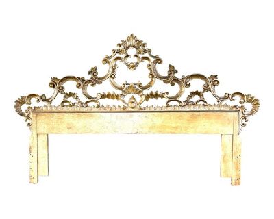 1950s Mid Century Italian Hollywood Regency Gilt Metal King Headboard.