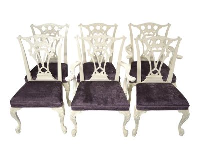 Mid 20th Century 6 Piece Chippendale Style Dining Chair Set