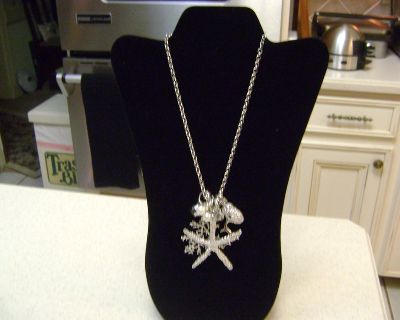 Starfish & Other "Sea-Themed" Charms On A Pretty Silver Necklace