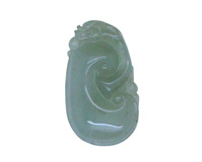 Carved Natural Jade Dragon Flying on Luyi Ocean Wave Pendant