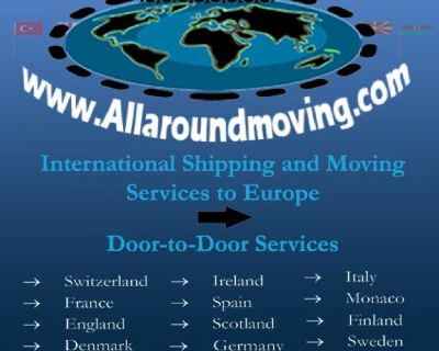 International Moving Services is offered from anywhere in New York City, NY, Bronx, Queens, Brooklyn and Staten Island. Shipping to international destinations made easy with All Around Moving Services Company. 
Some Countries we ship to include: Switzerland, France, Italy, Germany, England, Scotland, The Netherlands, Greece, Spain, UK, Belguim, Dubai, Ecuador & more..
Big or small, we do it all...