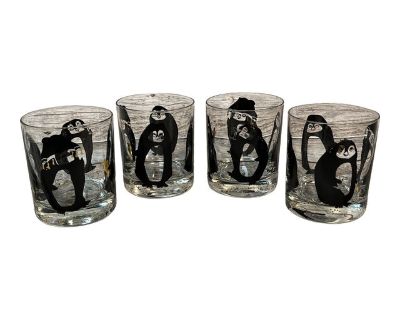 Late 20th Century Krosno Penguin Glasses, Set of 4