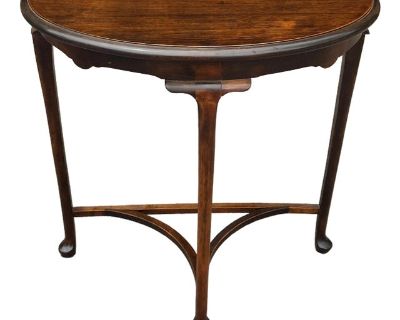 Early 20th Century Queen Anne Style Walnut Small Demiline Console Table