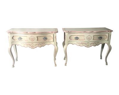 1950s Shabby Chic La Barge Hand Painted Consoles - a Pair