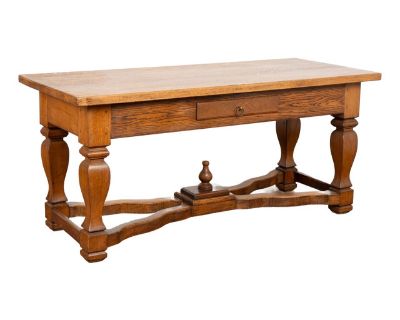 19th Century Oak Baroque Library Table