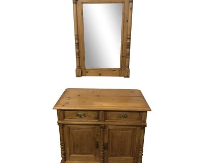 Antique Pine Cabinet & Mirror