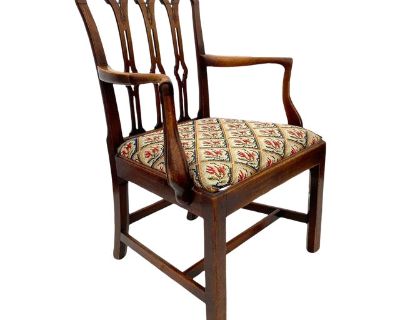 18th Century English George III Mahogany Upholstered Seat Armchair