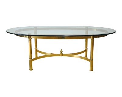 Ethan Allen Italian Brass and Glass Oval Coffee Table