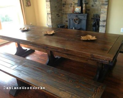 Custom Made 7 Foot Long Triple Pedestal Farmhouse Table!! $1,150