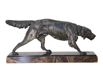 1900 Pointer Metal Dog Statue by Clovis-Emond Masson