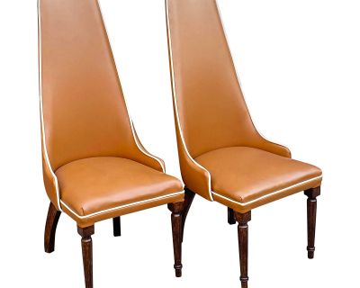 Pair of 1970's High Back Dining Chairs