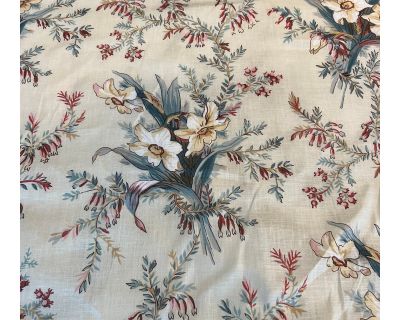 High End English Designer Jean Munro Bowness in Document Glazed Linen Floral Fabric- 6 1/2 Yards