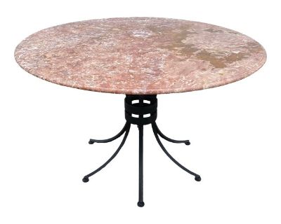Cleo Baldon Pink Marble Granite Dining Table Iron Base