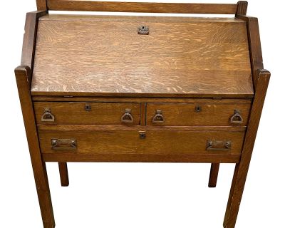 1900s Antique Mission Oak Secretary Desk by Cron and Kills Furniture Company, Piqua, Ohio