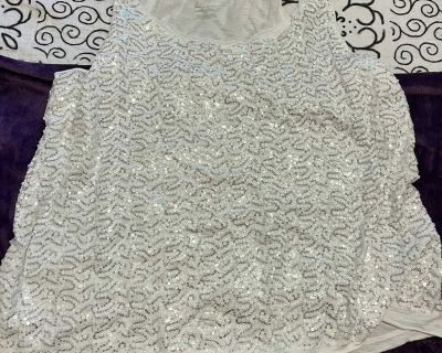 Lane Bryant White Sequined Top, size 26/28