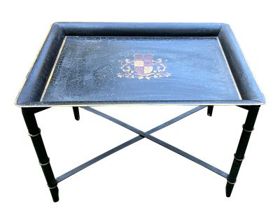 1990s Vintage Hand Painted Folding Tole Tray Table