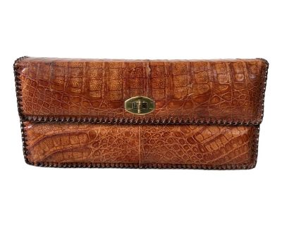 Mid Century Handmade Alligator Handbag Clutch