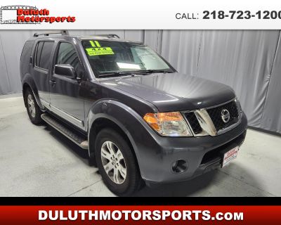 Embark on your next adventure in style with this sleek Charcoal 2011 Nissan Pathfinder! This versatile SUV is the perfect blend of functionality and comfort, ready to tackle any terrain with its 4WD/AWD system. Whether you're cruising through the city streets or navigating rugged landscapes, this Pathfinder has you covered with its array of safety features like ABS brakes and multiple airbags t...